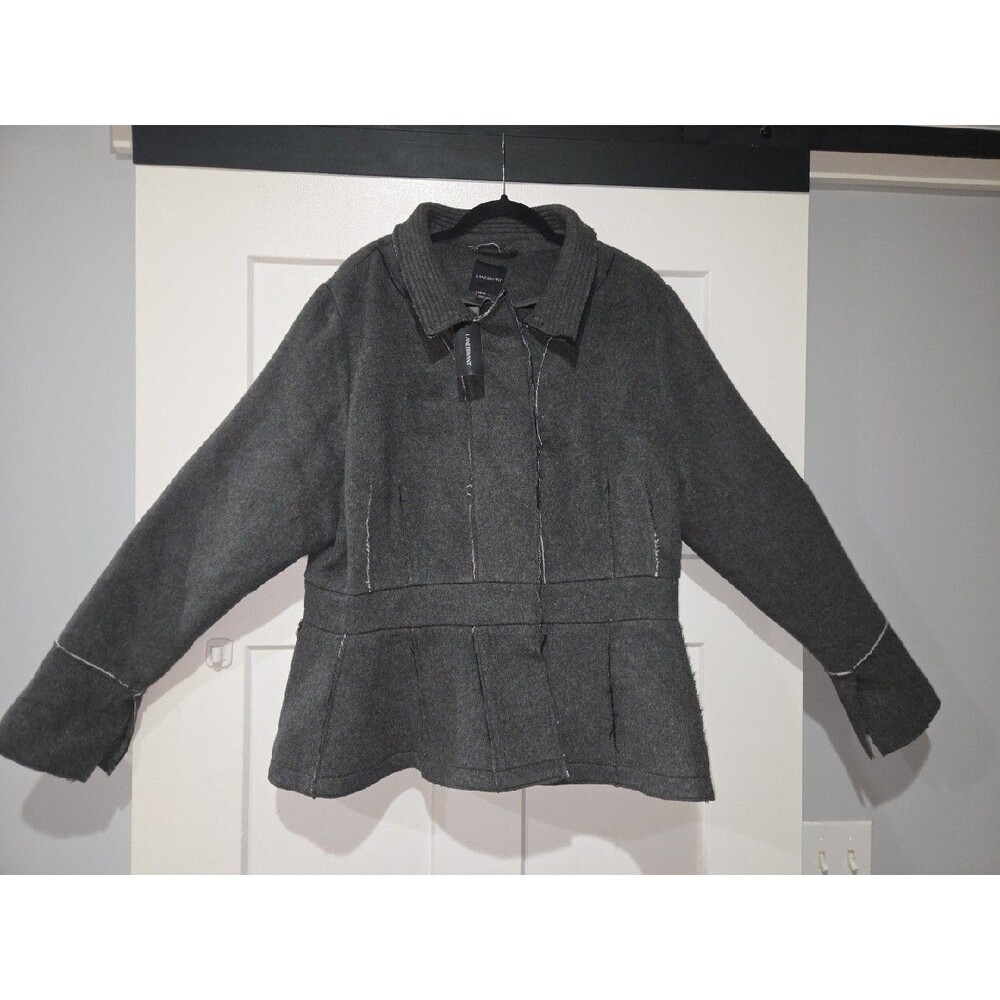 New LANE BRYANT Charcoal Wool Blend Winter Rough Cut Jacket (Women's 18/20)
